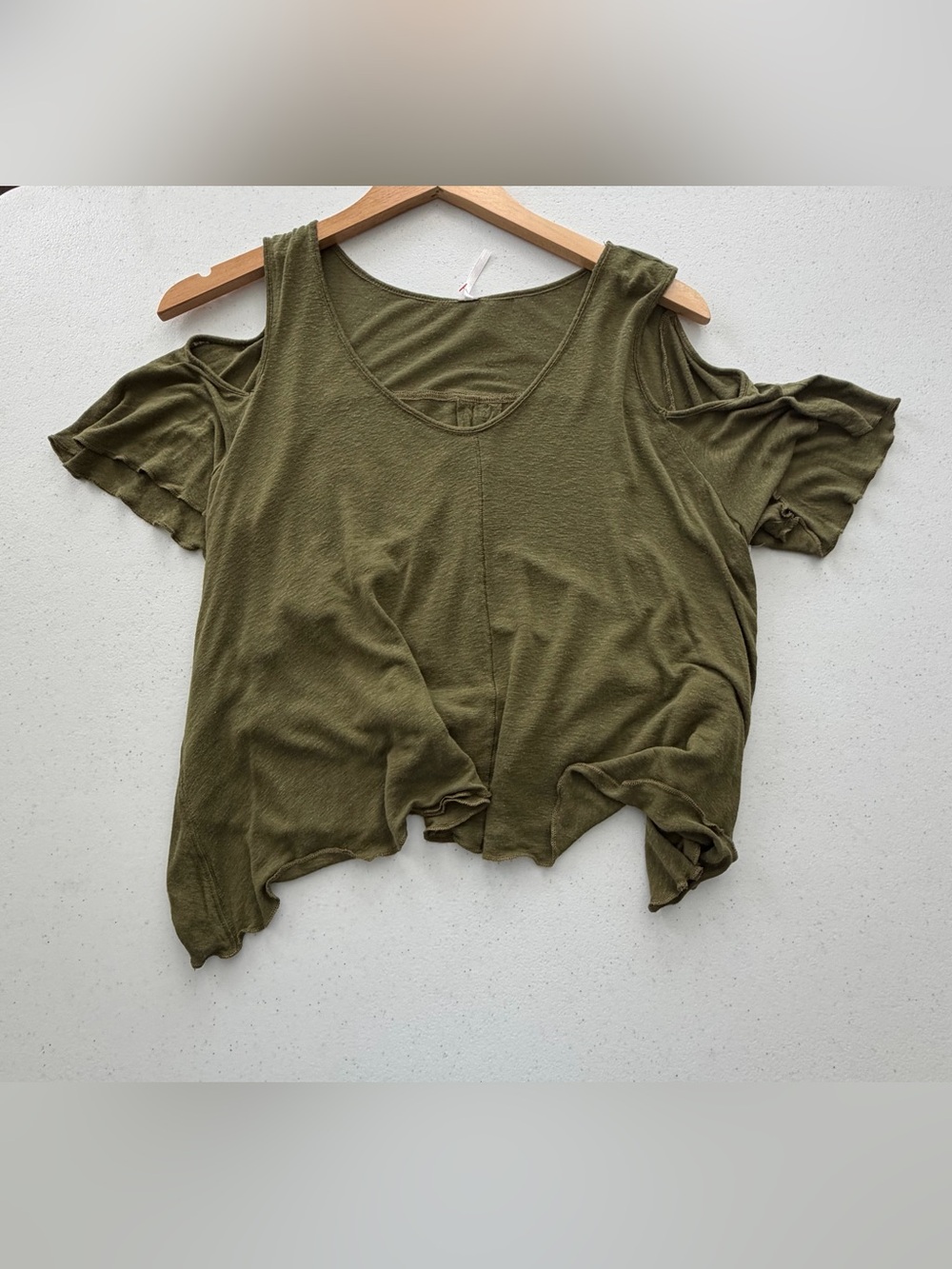 Cold-Shoulder Olive Green FreePeople Women's Top